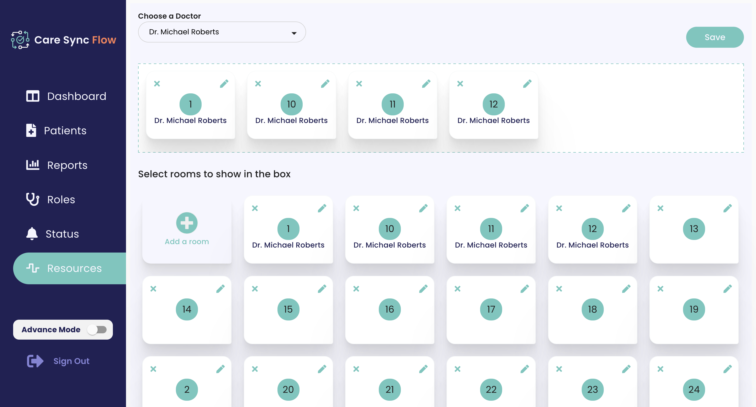 Care Sync Flow rooms 